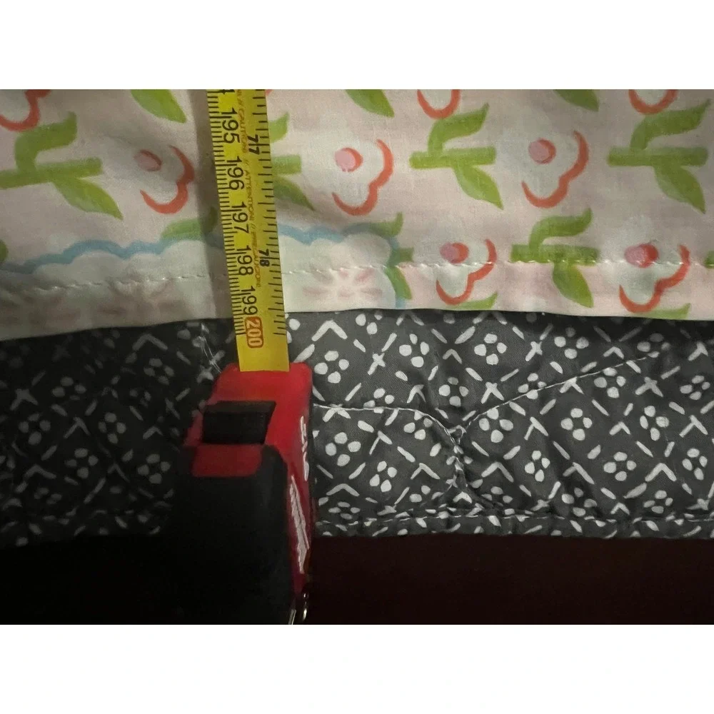 Vintage Holly Hobbie Style Quilt Bedspread Pink Green Floral 78x78 Cottagecore